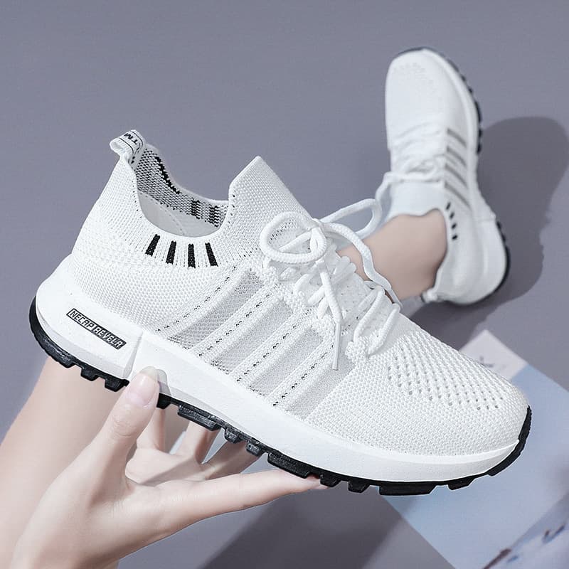 2022 Summer New Flyknit Women's Shoes Breathable Running Shoes Lace-up Casual Shoes for Women Cross-border