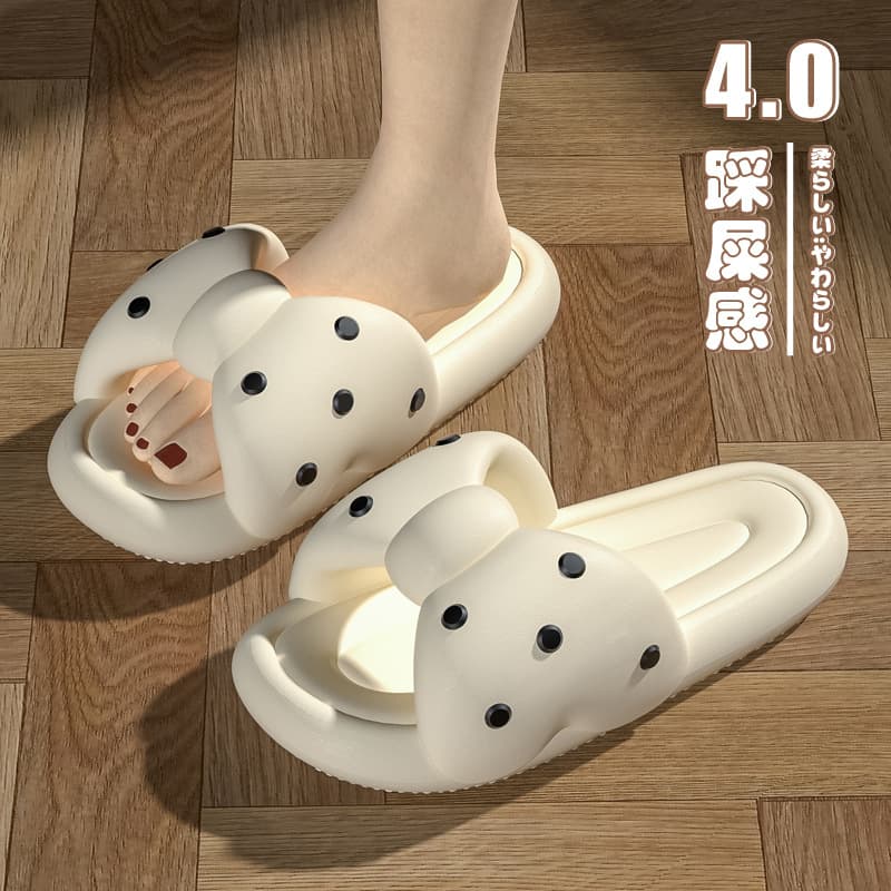 Bow slippers women's summer cute ins indoor home bathroom bath non-slip thick-soled EVA slippers with a sense of stepping on shit