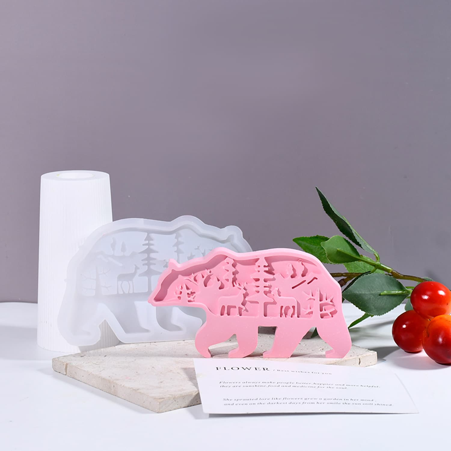 New DIY Resin Mold Creative Polar Bear Mold Plaster Ornament Silicone Mold Home Desktop Decoration