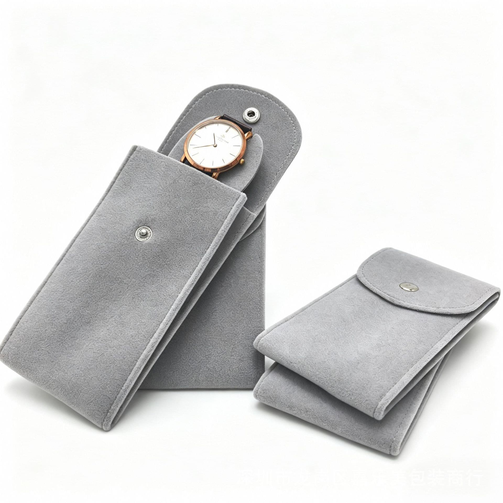 New double-sided plush velvet cloth snap watch bag mechanical watch case scratch-resistant portable thickened watch