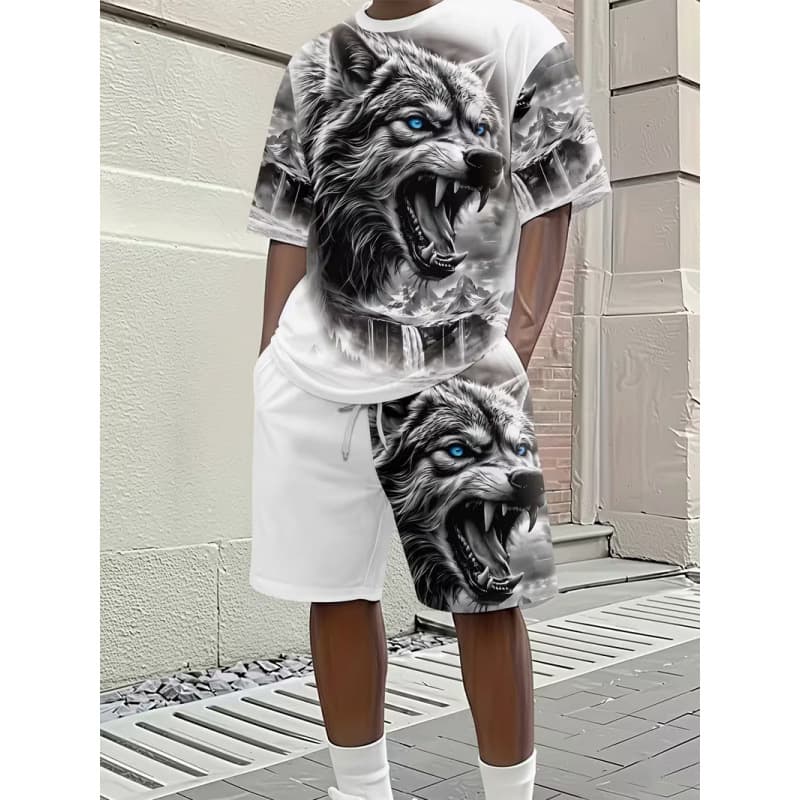 Cross-border wholesale men's printed sportswear two-piece set, drop shipping, 3D pattern men's clothing bulk supply