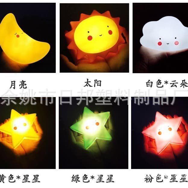 Factory Supply Rubber Coated Night Light in Cute Star and Moon Shapes for Children