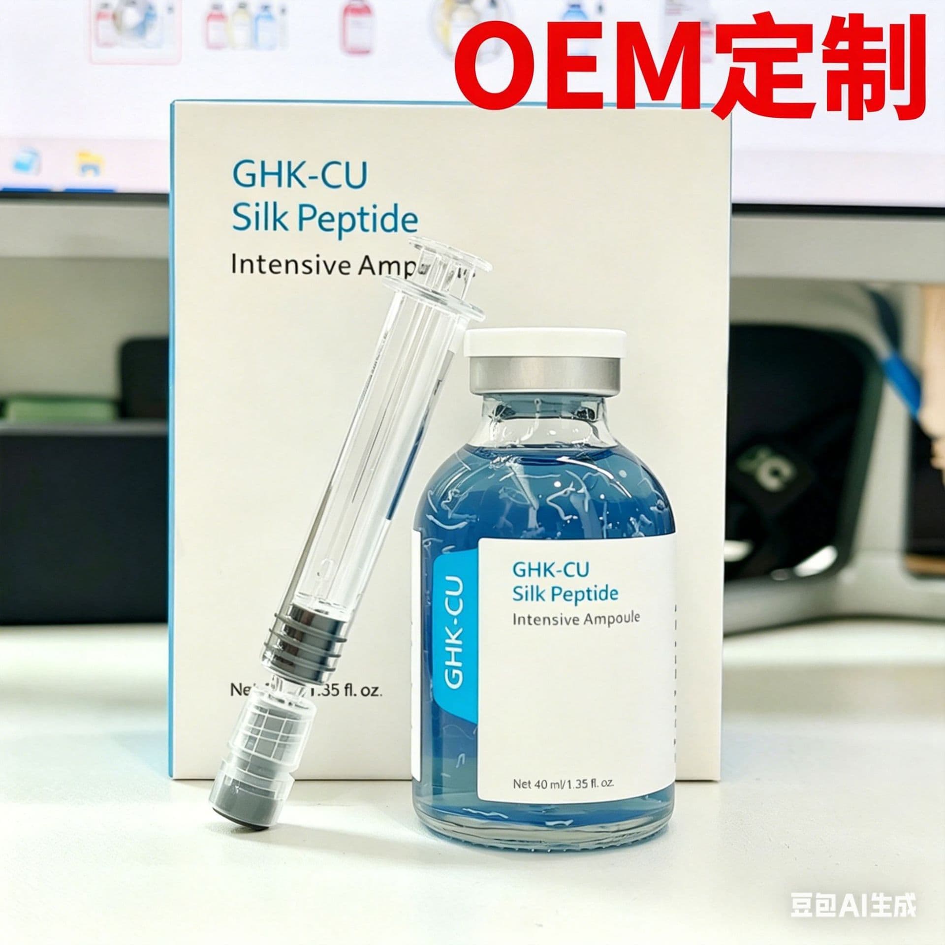 Cross-Border In-Stock Ghk-Cu Blue Copper Peptide Essence Tk Hot-Selling Gold Silk Peptide Fan Peptide Ampoule Anti-Wrinkle Serum