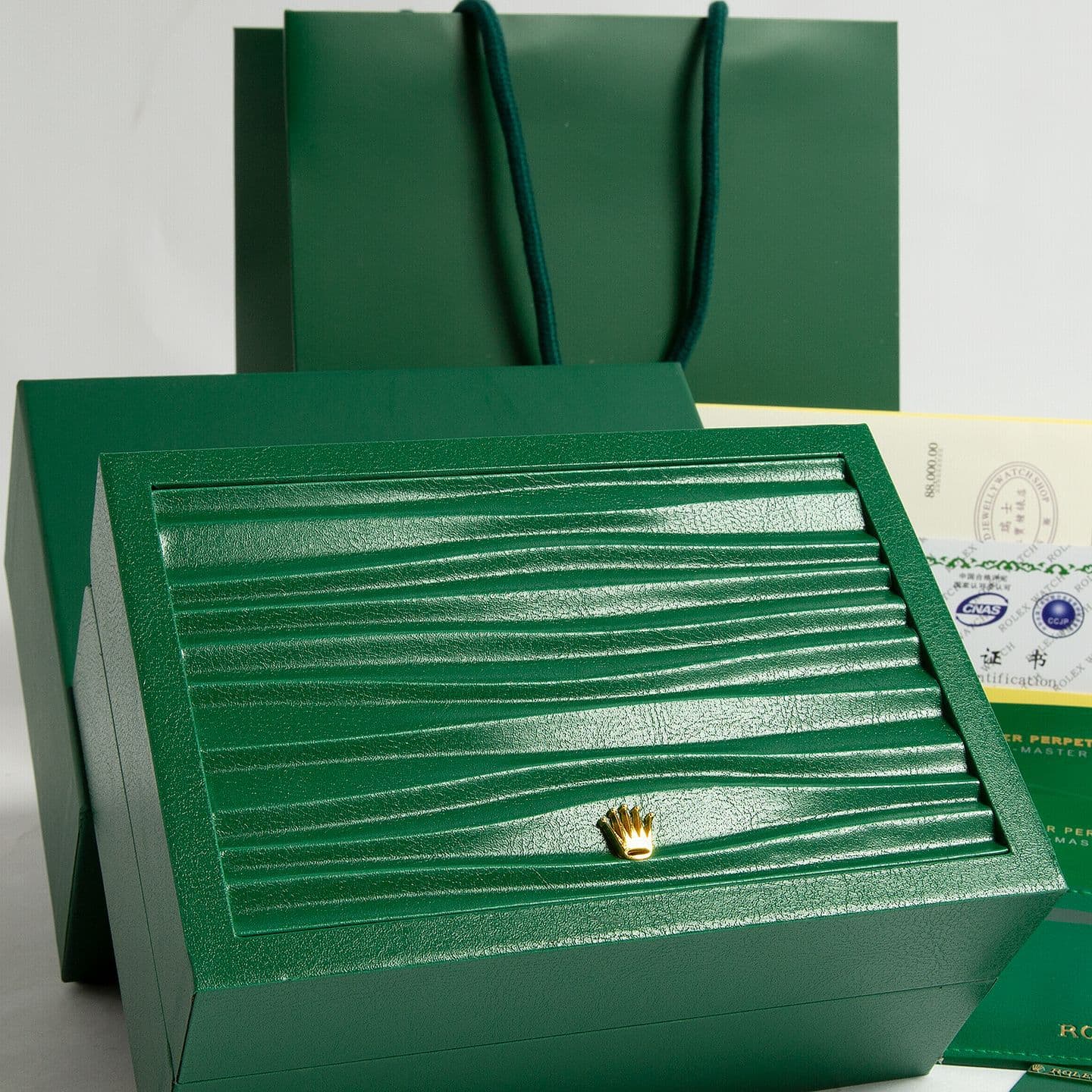 Watch Box Green Wave Crown ROLE* Luxury Retro Gift Box, In Stock, Customizable, High-End Exquisite Best-Selling Wooden Box
