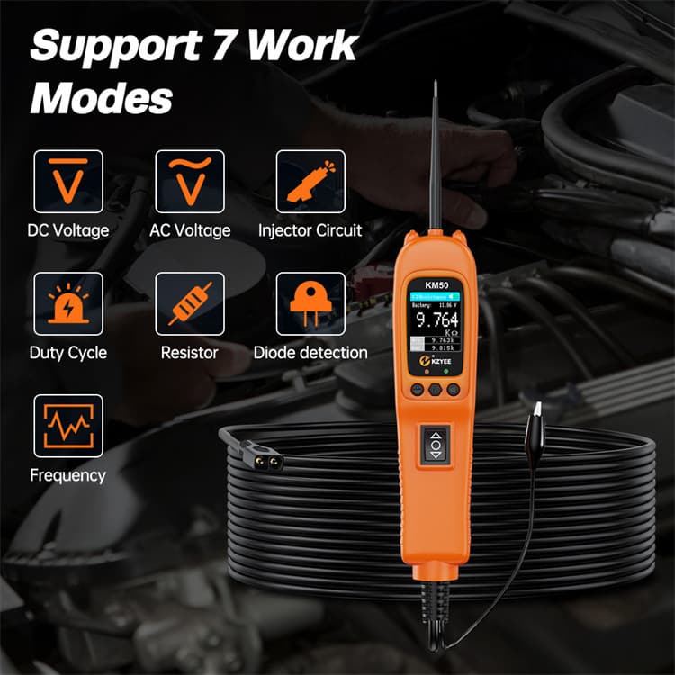 KZYEE KM50 Automotive Circuit Tester Electrical System Diagnostic Tool 12V 24V Voltage Power Scan