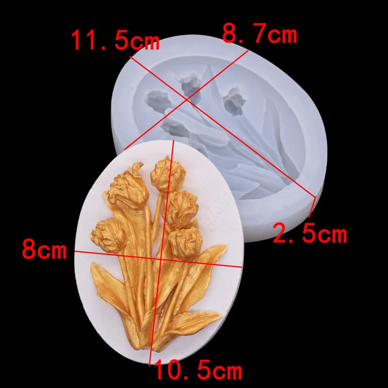 Tulip Tag Silicone Mold for Air Vent Car Freshener, DIY Candle Soap Mold