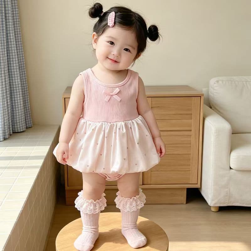 New summer knitted splicing skirt for babies, baby girl, fashionable princess, sweet and cute harem skirt, baggy skirt, crawl suit