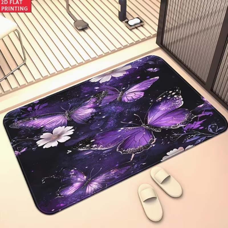 Cross-border Dropshipping Luxury Butterfly Door Mat Diatomite Quick-Dry Absorbent Bathroom Non-Slip Rug