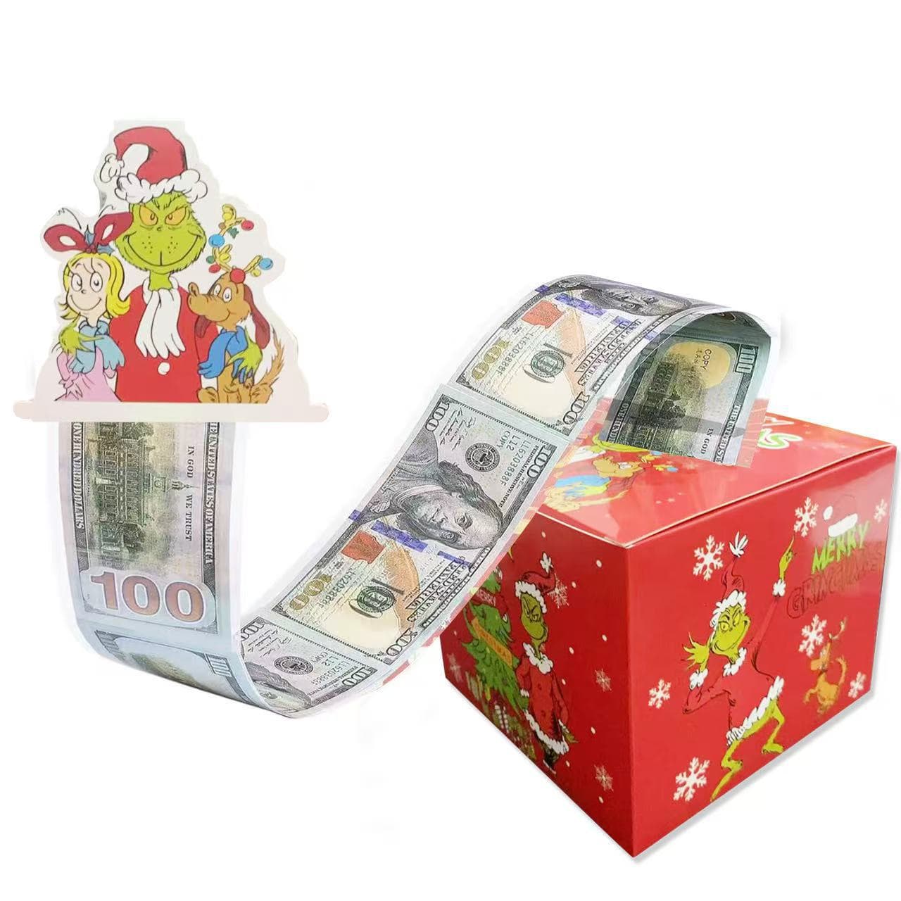 Christmas Grinch Theme Birthday Party Surprise Money Pull Box Decoration Gift Handheld Paper Box Cross-Border New Arrival