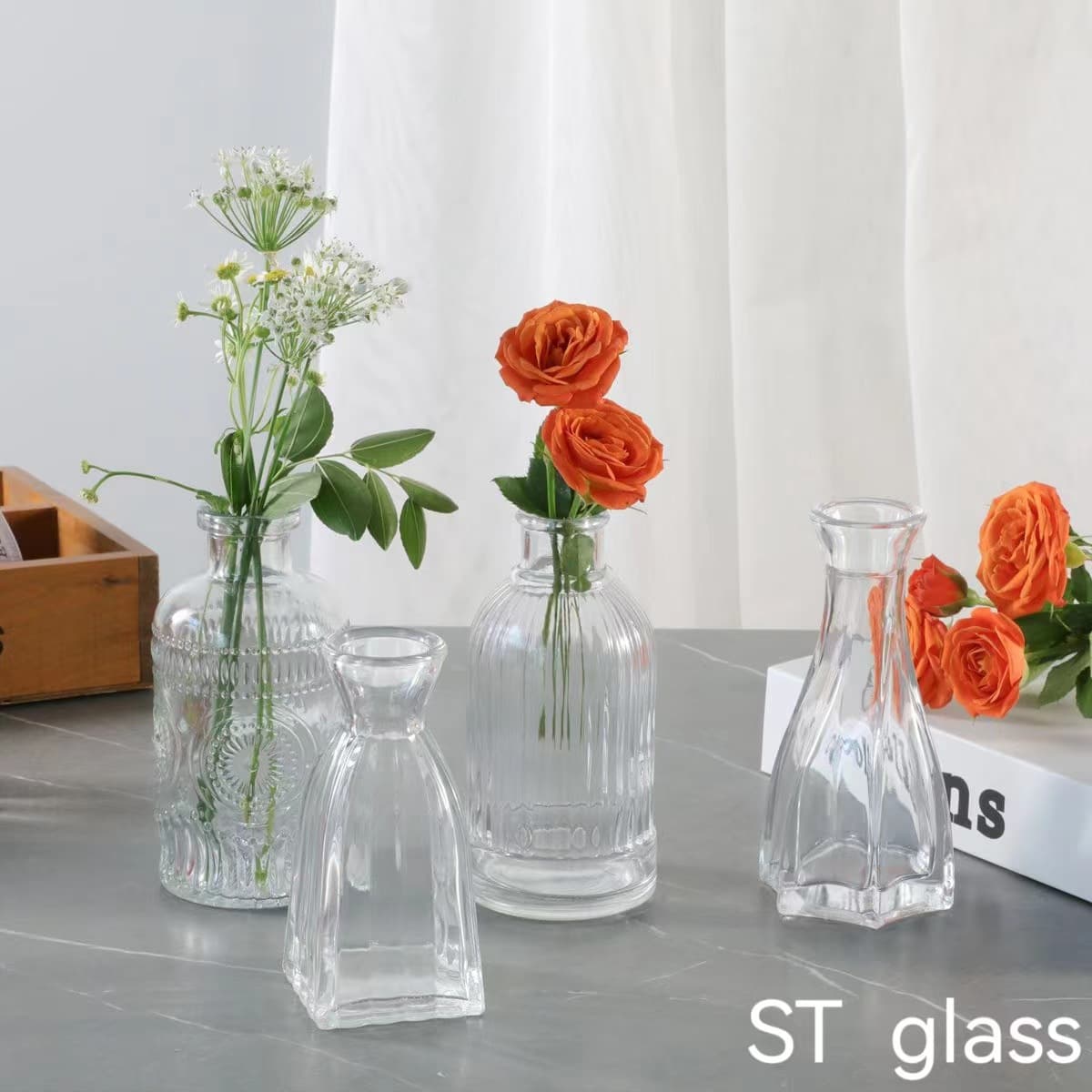 Nordic light luxury ins mini vase manufacturer wholesale high-looking transparent decorative ornaments pocket small mouth dried flowers