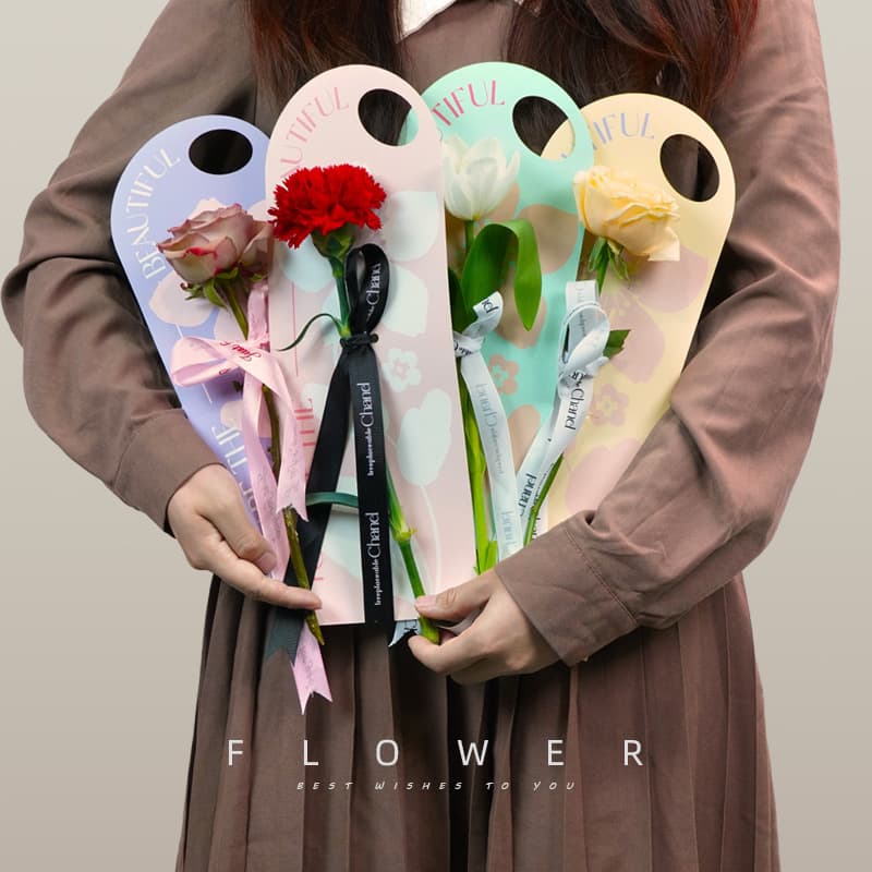 Teacher's Day Flower Handheld Single Stem Card Custom Paper Card Floral Art Teacher's Day Bouquet Floral Art Qixi Festival Card