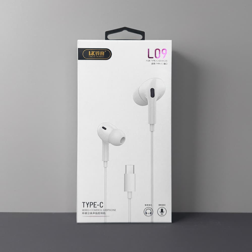Lingke L09 Wired In-Ear Headphones with Type-C Interface, Universal Heavy Bass, with Microphone for Calls, Listening to Music, and Gaming