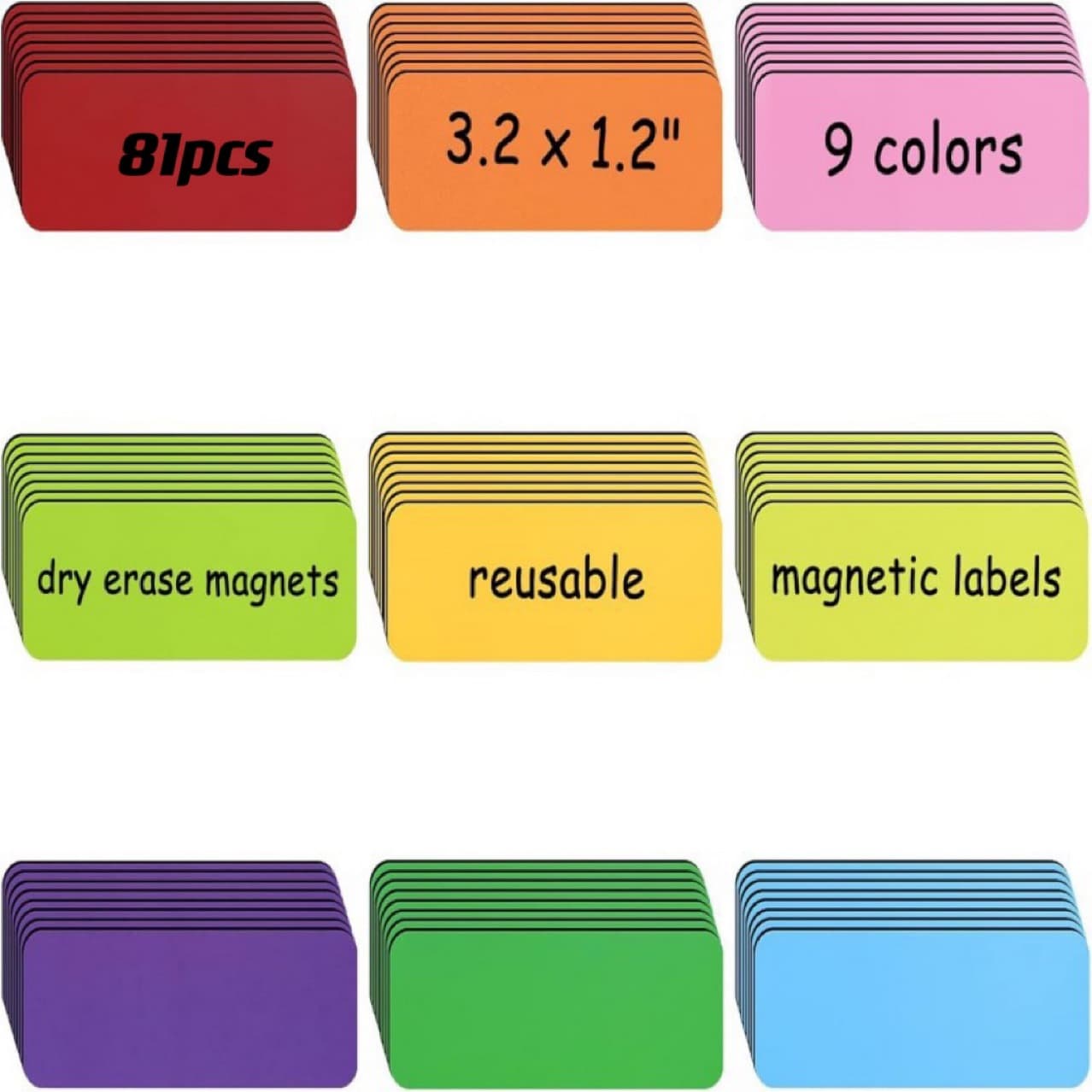 81pcs Colorful Creative Magnetic Name Stickers Blackboard Stickers Writing Fridge Magnets Label Stickers Classroom Name Tags