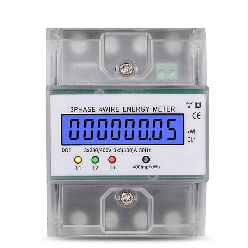 Track Mounted Three Phase Four Wire LCD Screen English Version Electronic Meter High Precision Export Electric Energy Meter