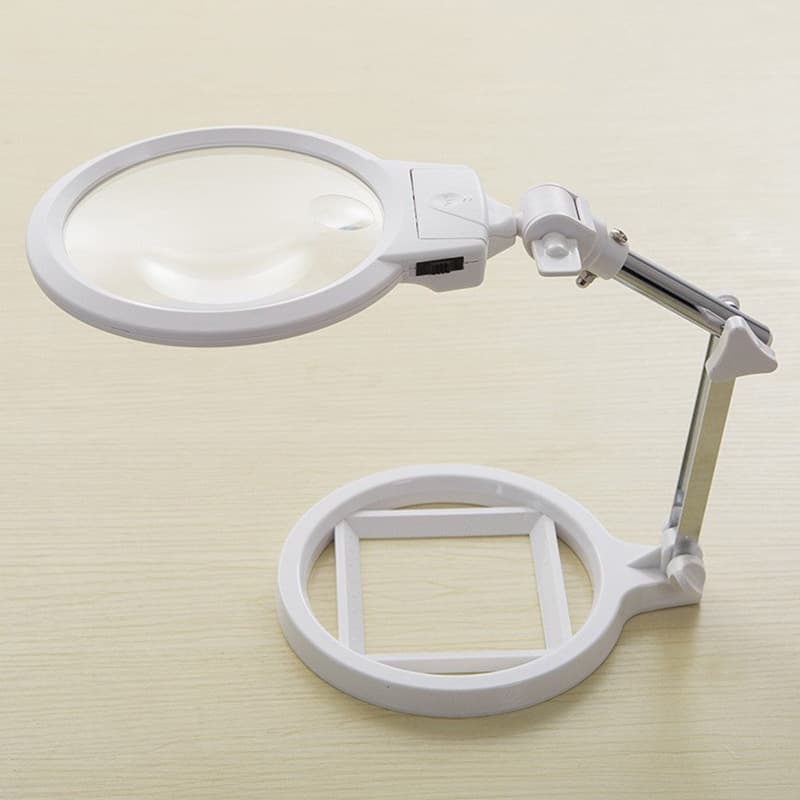 Jinghui manufacturer foldable reading repairable large mirror with light 2.5 times desktop 130mm magnifying glass 3B-1A