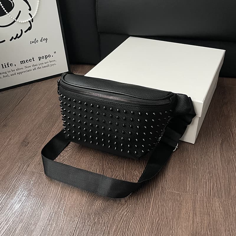 Cross-border Spring/Summer New European and American Hot Punk Bag Fashion Crossbody Waist Bag Single Shoulder Chest Bag Unisex Rivet Bag