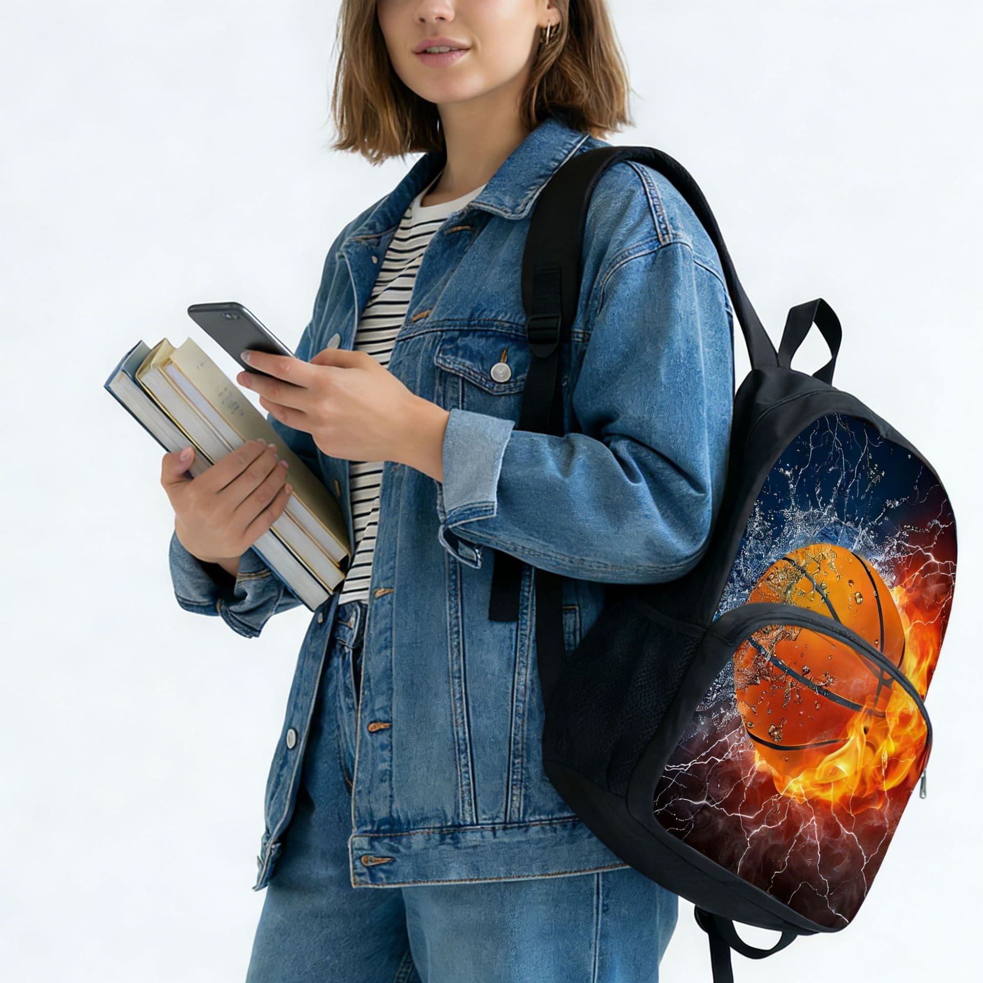 Cross-border Men's Printed Fashion Backpack Football Print Lightweight Casual Large Capacity School Bag