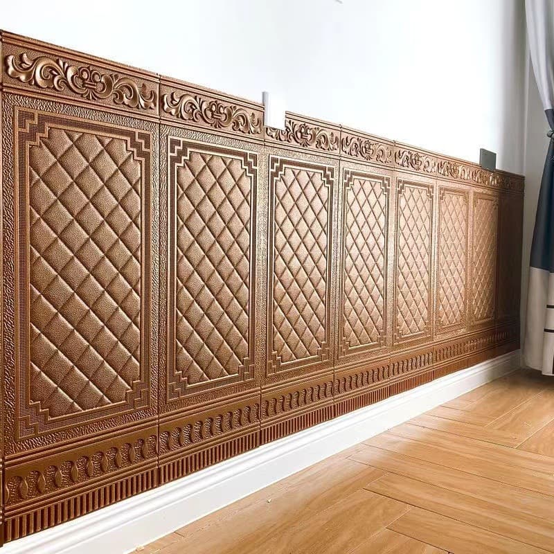 Wainscoting Self-Adhesive Wall Sticker 3D Bedroom Wall Skirting Wallpaper Anti-Collision Wall Border Sticker Soft Wallpaper