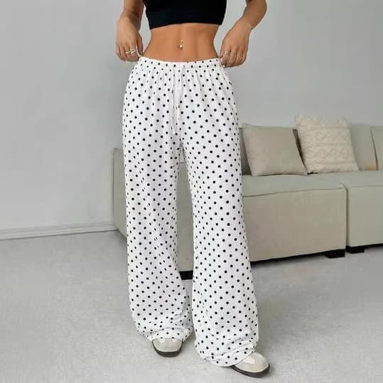 New European and American Amazon Cross-border Polka Dot Print High-waist Fashion Loose Casual Pants