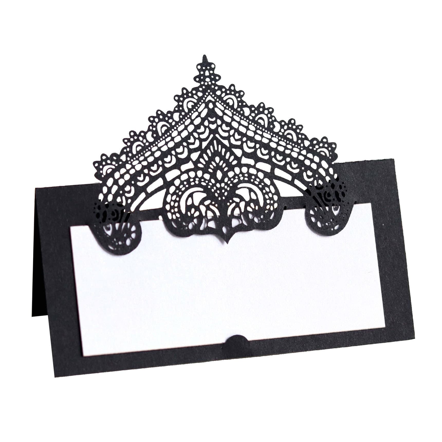 Wedding laser-cut seat cards, hollowed-out lace 3D seat cards, European style black lace name sign-in table, in stock.
