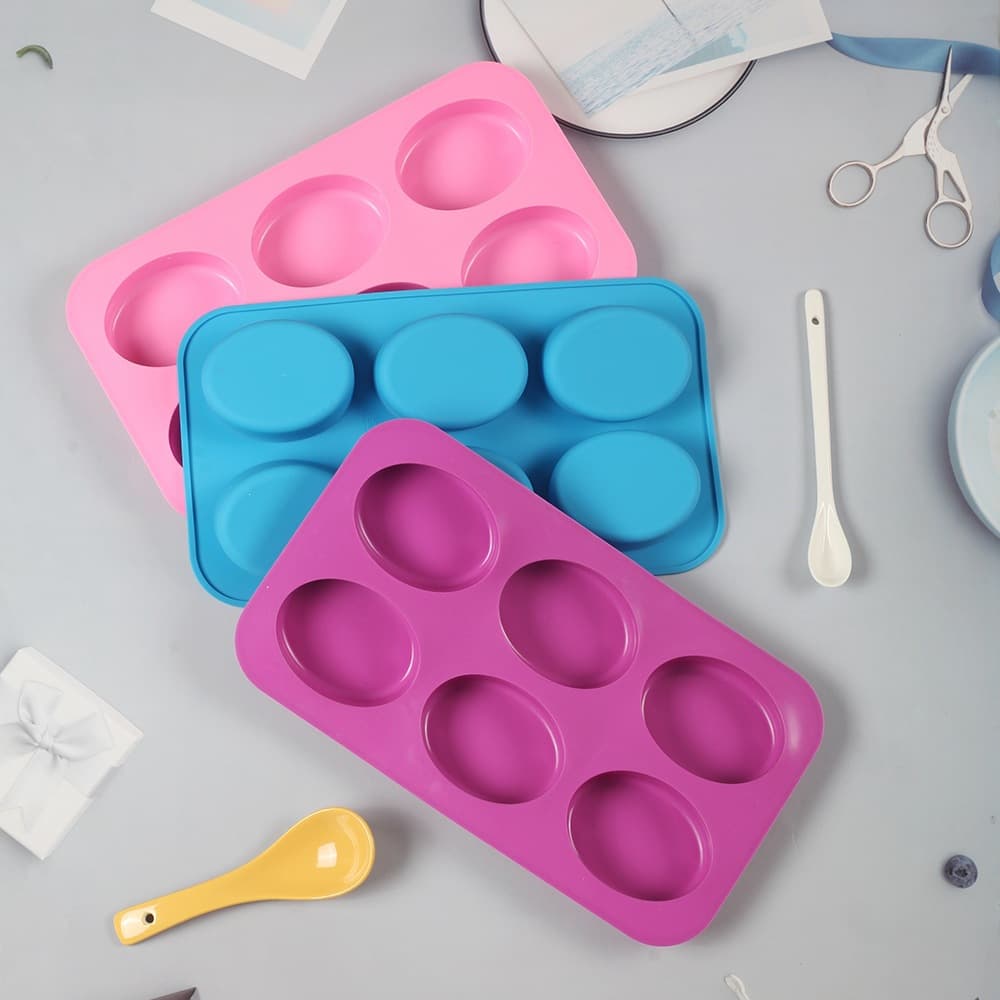 6-Connected Oval Soap 717 Silicone Mold DIY Handmade Soap Cake Baking Mold