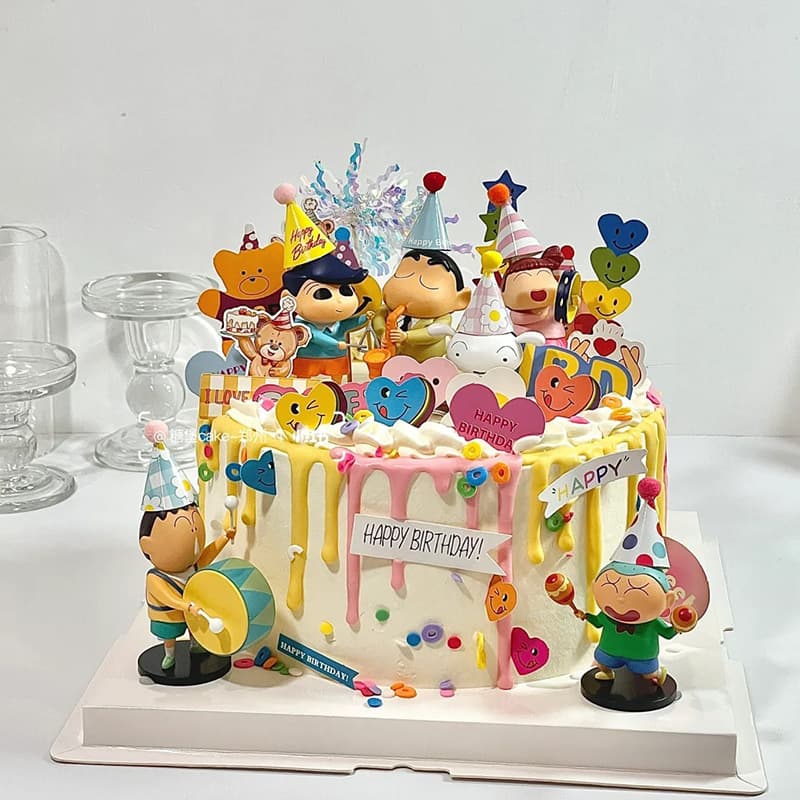 Candle Shin-chan Children's Birthday Cartoon Cake Decoration Ornaments for Boys and Children's First Birthday Party Korean Style Insertion Card