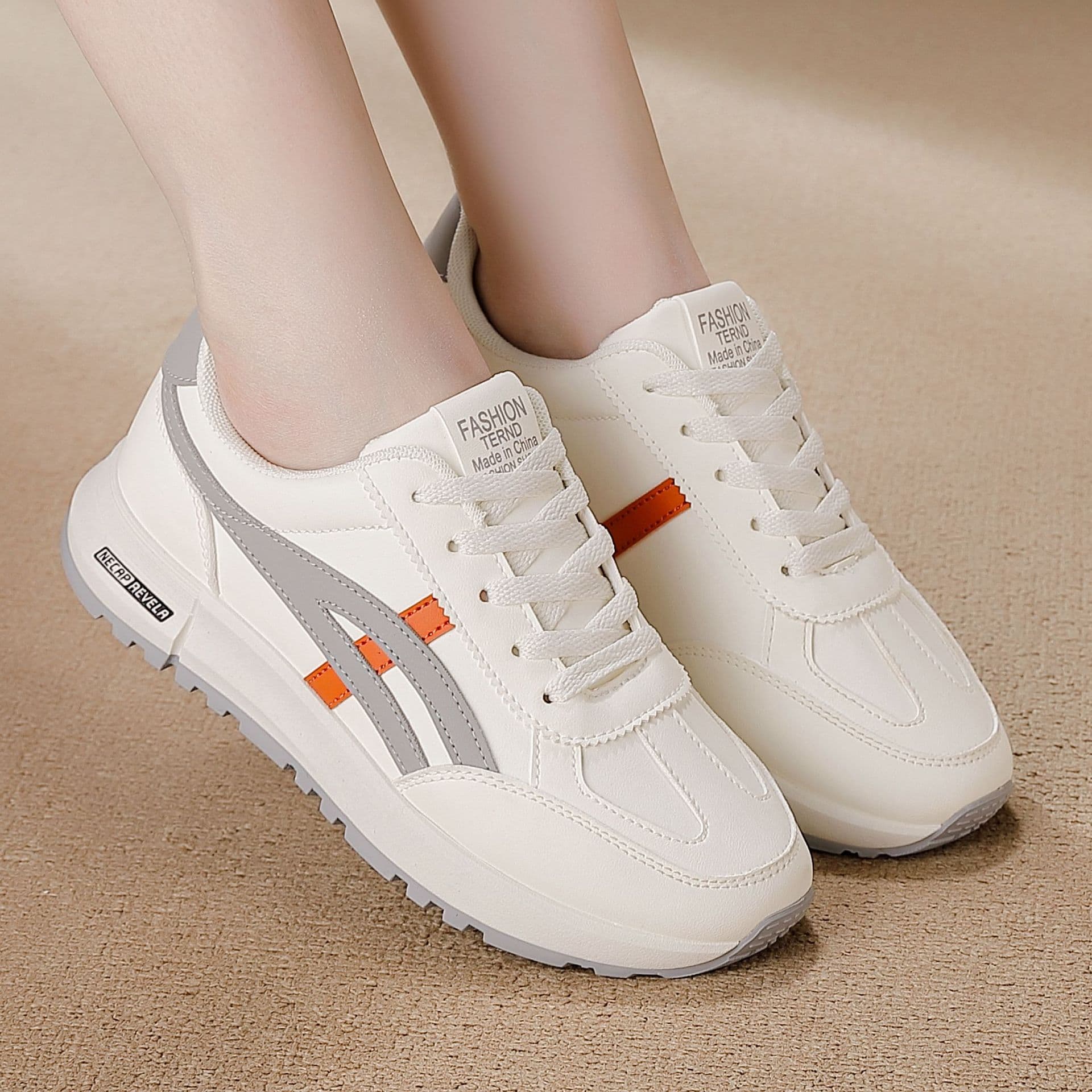 Cross-border Large Size Flat Shoes for Women Spring Autumn Leather Casual Sneakers Versatile Agam Comfortable Lightweight