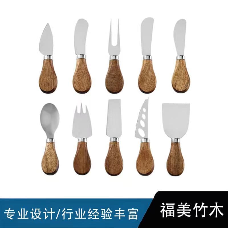 Cross-border spot acacia wood cheese knife, Western-style cheese tool, knife and fork, butter knife, stainless steel cheese knife