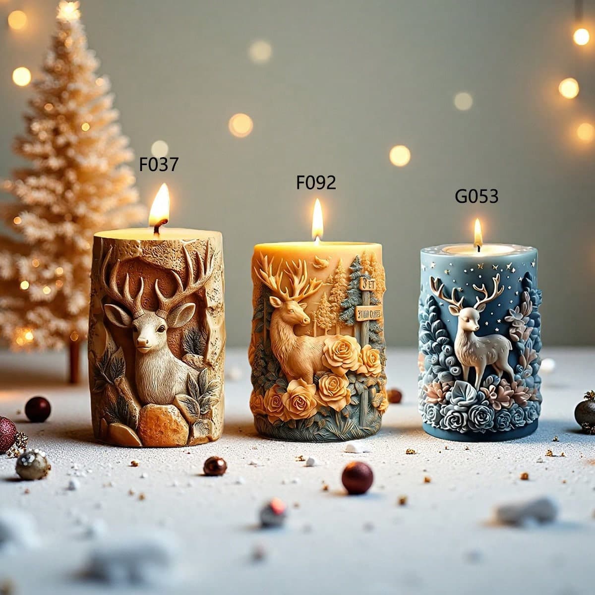 Christmas Elk Cylindrical Scented Candle Silicone Mold DIY Plaster Resin Mold Decoration Gift Christmas Gift