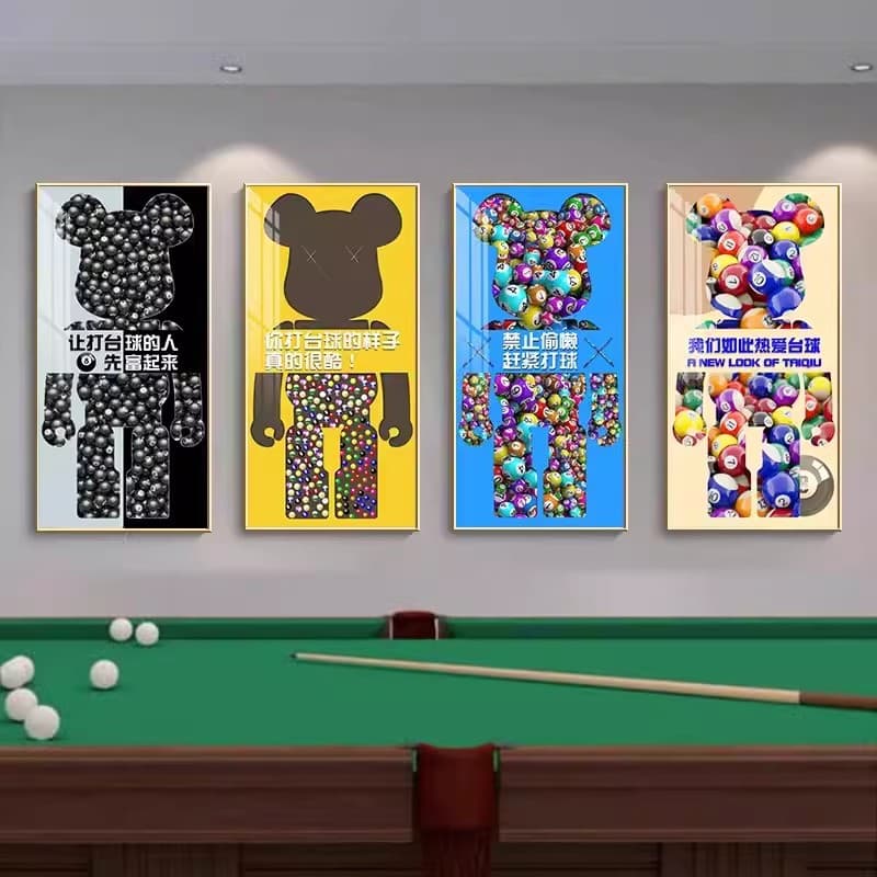 Violent Bear Billiard Room Hanging Painting Snooker Club Background Mural Internet Celebrity Billiard Hall Wall Decoration Painting Oil Painting