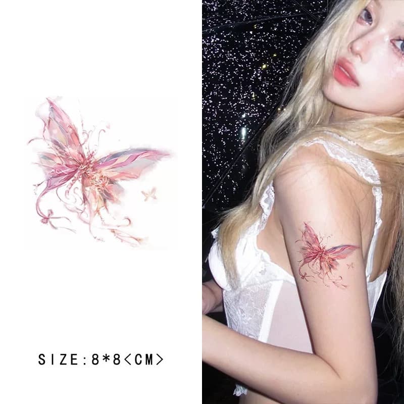 Dream breeze color tattoo stickers sweet and cool Hyuna ins style butterfly small fresh hot girl collarbone pure desire style long-lasting