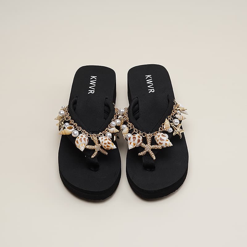 Women's Flip Flops Summer 2025 New High Heel Sandals Beach Anti-Slip Toe Separator Wedge Sandals