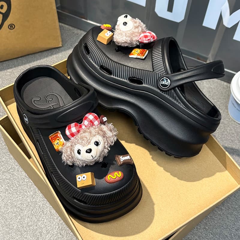 Ultra-thick-soled Crocs for women, height-increasing non-slip Crocs, women's Internet celebrity super hot platform shoes, toe-cap slippers for small people
