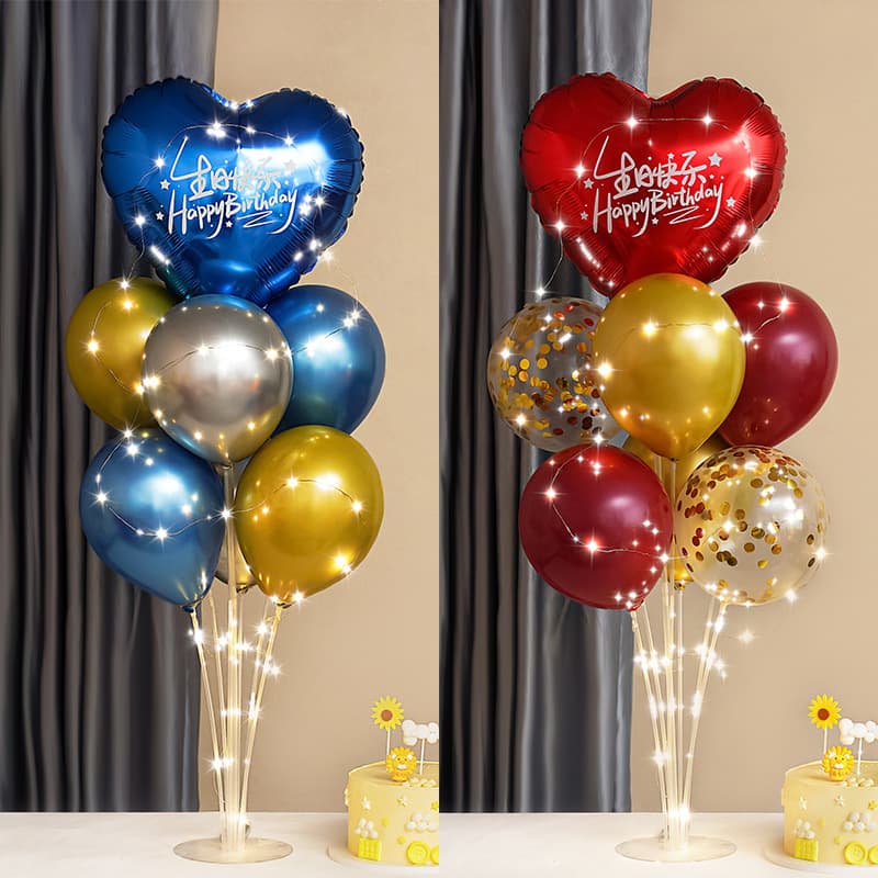 Internet celebrity luminous birthday table floating decoration scene layout balloons children baby happy first birthday party boys and girls