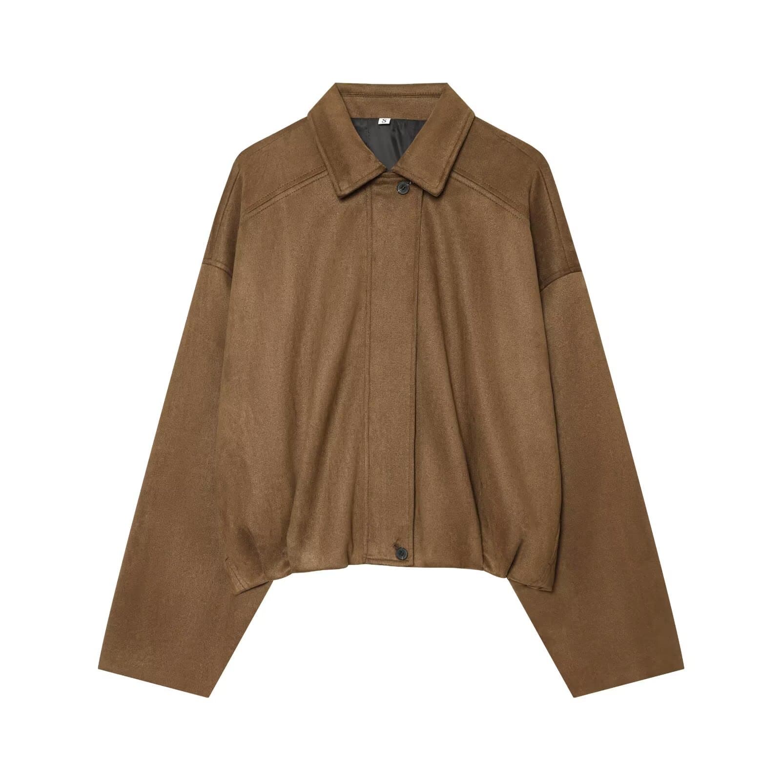 TAOP&ZA Women's 2026 Summer New Arrival Fashion Versatile Turn-down Collar Short Suede Jacket 0477963