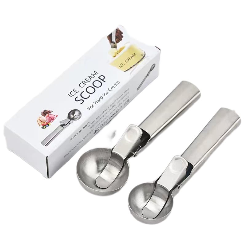 Stainless Steel Two-in-one Ice Cream Scoop Fruit Ball Digger Multi-functional Ice Cream Fruit Spoon Kitchen Utensils