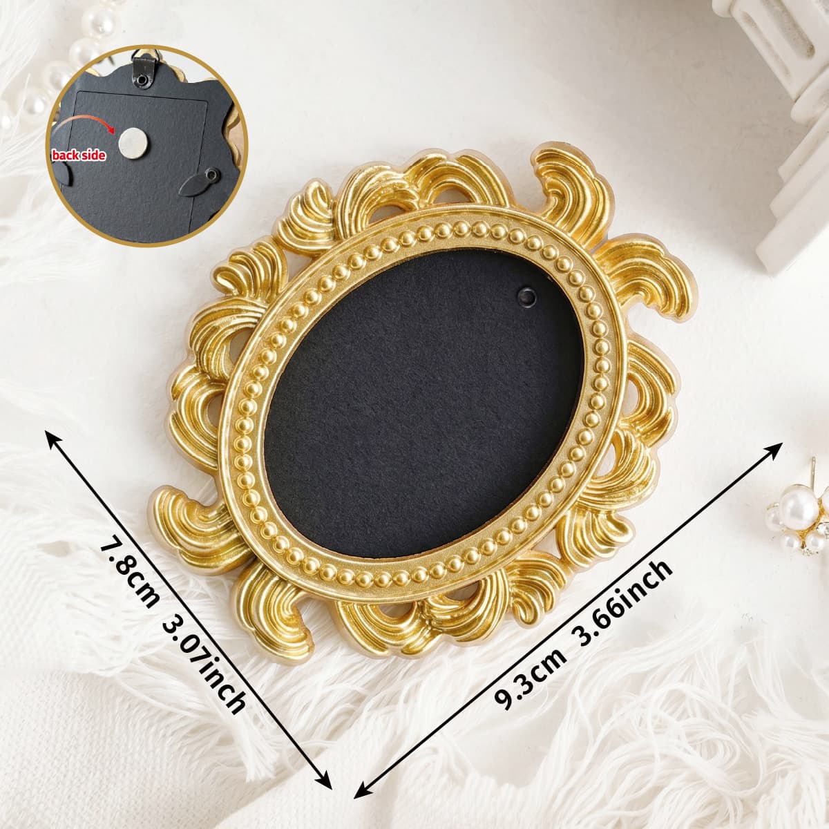 Mini Vintage Gold Embossed Fridge Magnet Display Stand, Photo Frame, Magnetic, DIY Craft Photo Holder
