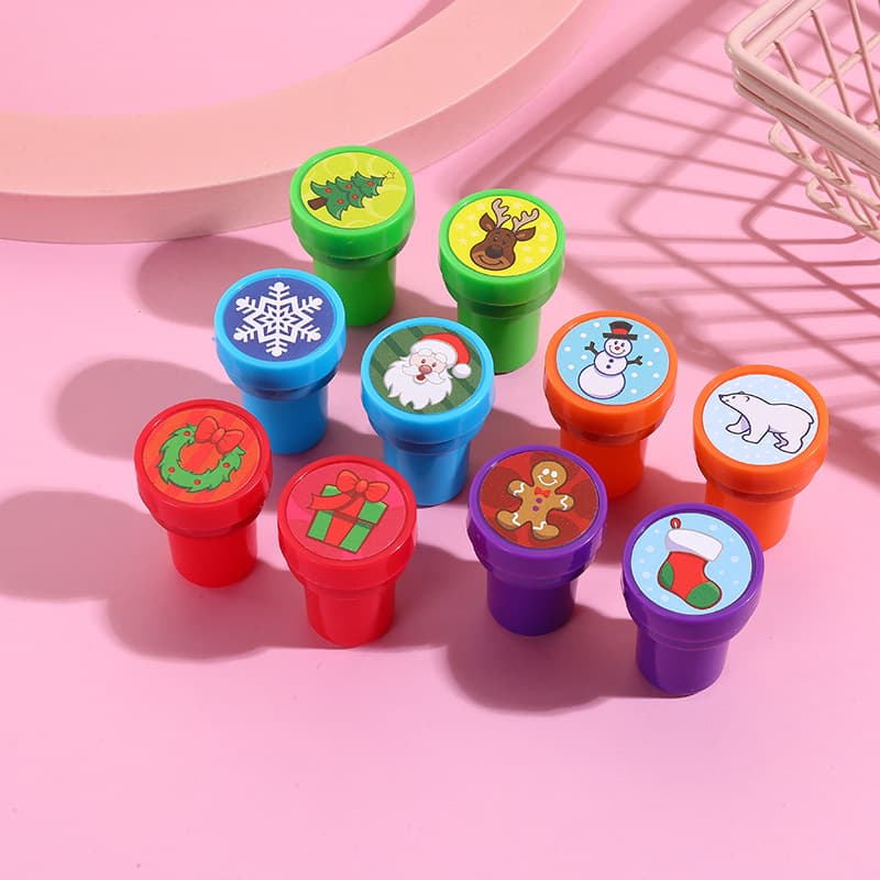 Cross-border Cute Christmas Series Stamps Children Elementary School Round Colorful Stamps Holiday Reward Gifts Stamping