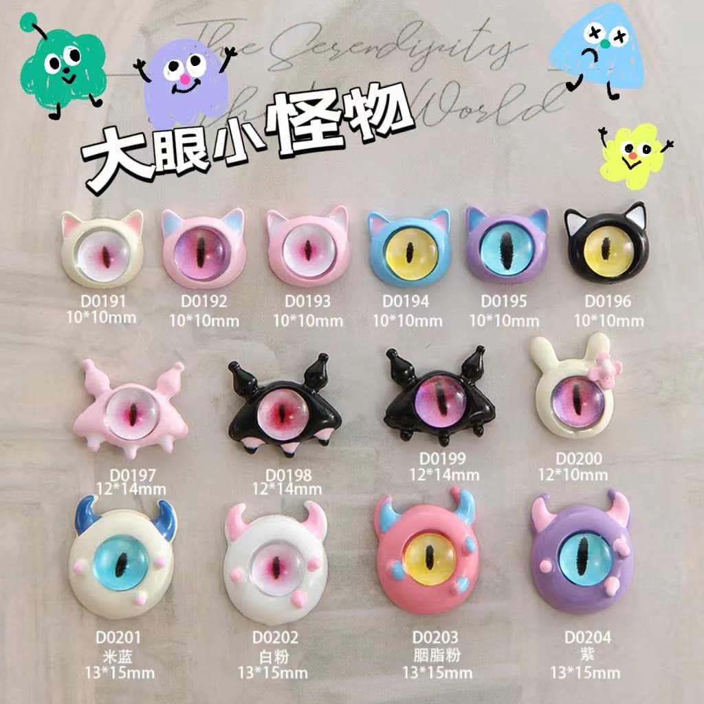 3D Dopaamine Devil Nail Art Decorations Cartoon Cat Eye Nail Tips Accessories Princess Series Sweet And Spicy Style Nail Art