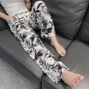 Cotton Silk Sleep Pants Women's Summer Rayon Thin Trendy Wide Leg Pants Spring Summer Autumn Can Be Worn Out Loose Home Air Conditioning Pants