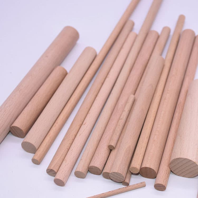 Solid Beech Wood Round Rods for DIY Craft Models, Tapestry Sticks, Yoga Sticks