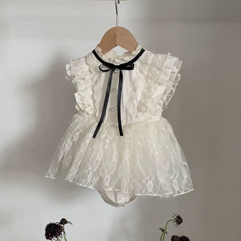 Korean style children's clothing, girls' jumpsuit, new summer style, baby girl's stylish lace jumpsuit dress, hundred-day princess dress