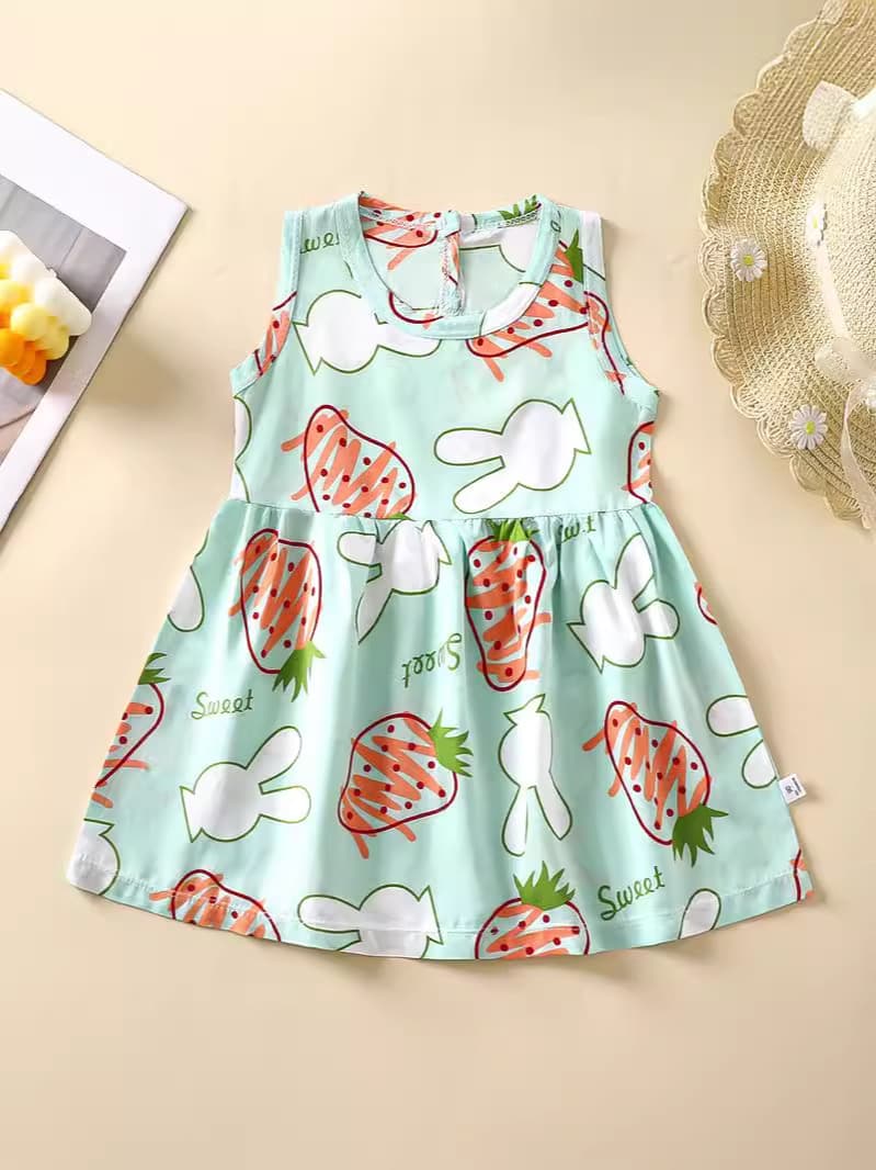 Baby Girls' Princess Dress, Summer 2024 New Arrival, Cotton and Rayon Blend
