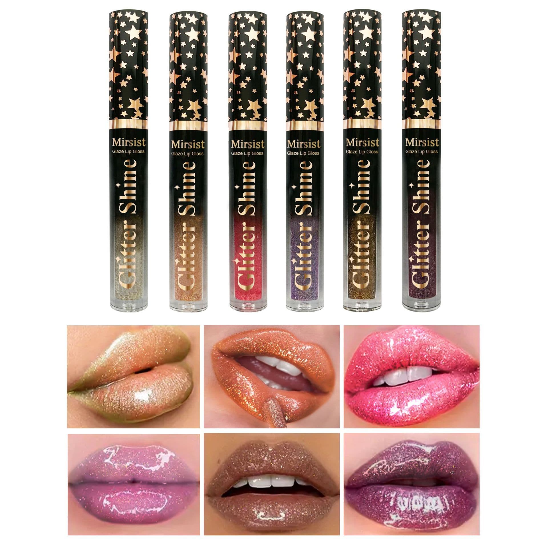 Six Mirsist Cross-Border Flash Lip Gloss Plumping Lip Gloss Moisturizing Hydrating Water Gloss Lip Glaze Transparent Mirror Lip Gloss