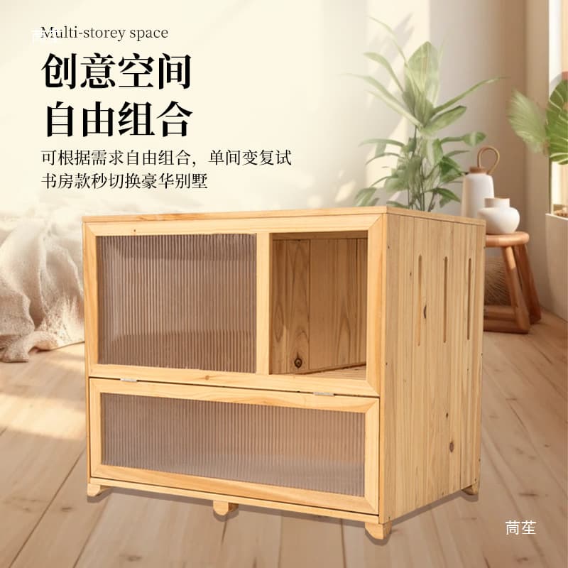 Cat Bed Cat Litter Cat House Cat Villa Cabinet Modular DIY Cat House Cabinet Solid Wood Cat Toilet Large Cat Litter Cabinet