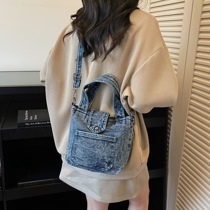 Cross-border women's bag 2026 new Korean style simple denim bag foreign girl casual fashion shoulder crossbody bag