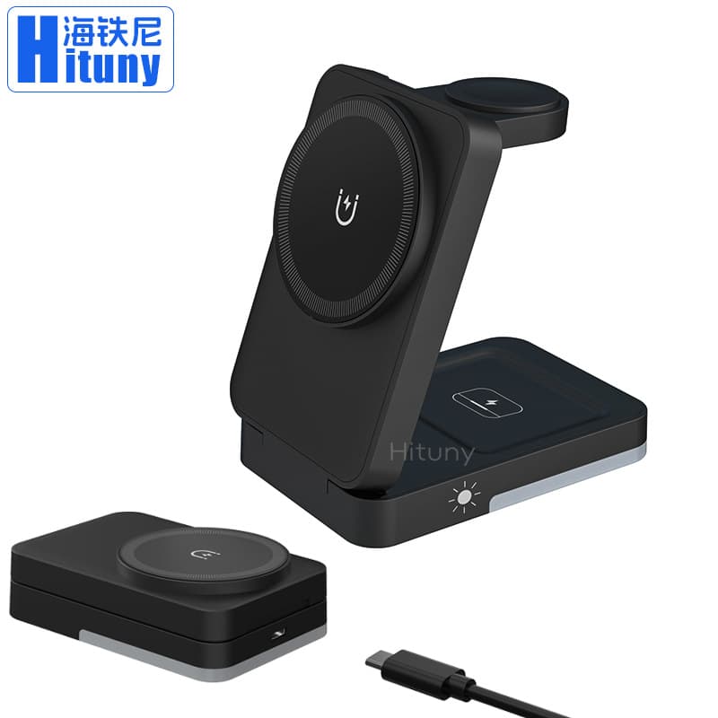Foldable 3-in-1 Wireless Charger Travel Magnetic 3 in 1 Wireless Charger