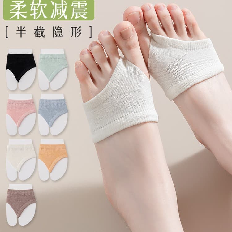 Half-toe split socks, thin cotton flip-flop sandals socks, non-slip, forefoot half-toe boat socks for women.