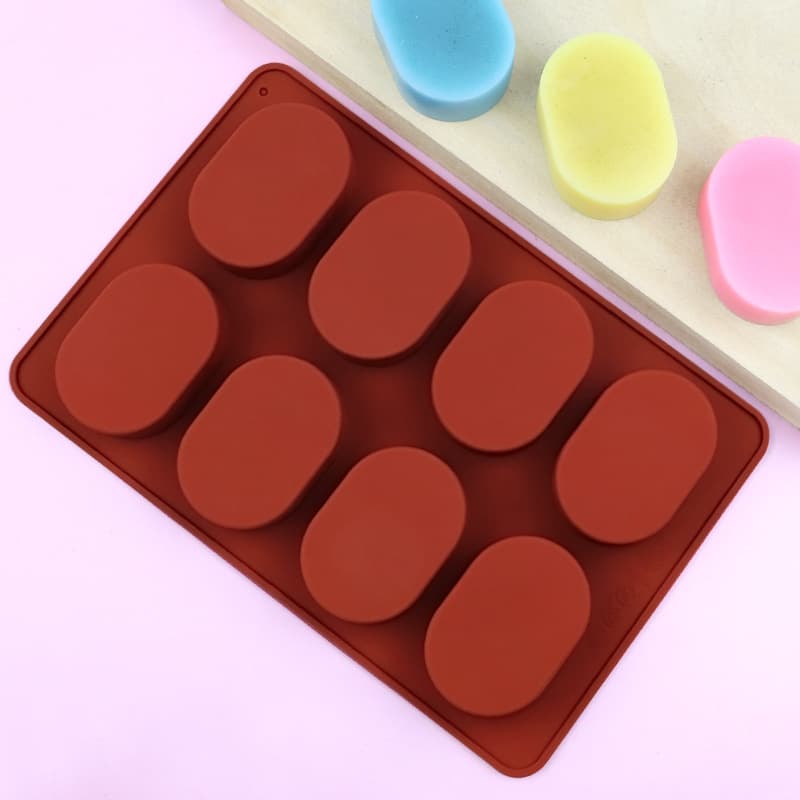 Xunwei 8-connected oval baking mousse cake mold, semi-cooked cheese mold, DIY aromatherapy handmade soap silicone mold