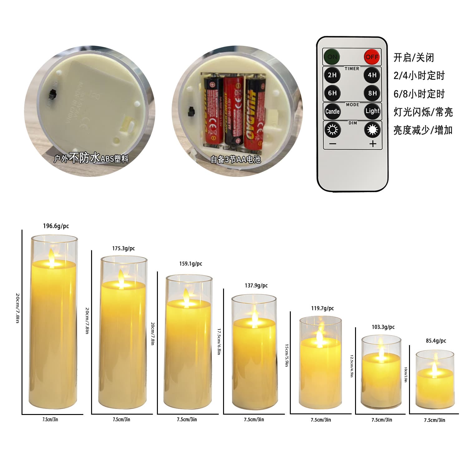 LED Electronic Candle, Flickering Flame Decoration for Role-Playing Games, Christmas Night Light, Remote Control Candle Lamp for Weddings